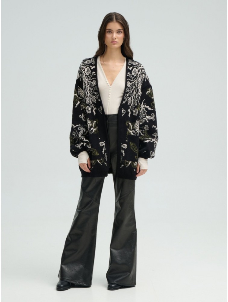 PROJECT SOMA Belleville Cardigan Μαύρη Φλοράλ Ζακέτα
