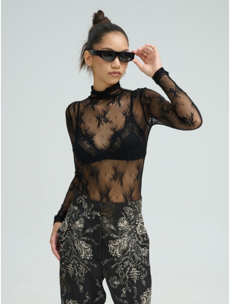 PROJECT SOMA Bresse Black Bodysuit Μαύρο Δαντελένιο Κορμάκι
