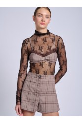 PROJECT SOMA Bresse Brown Bodysuit Καφέ Δαντελένιο Κορμάκι
