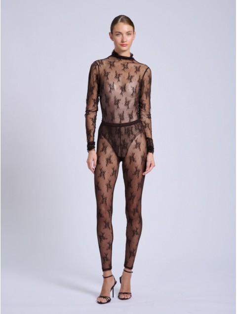 PROJECT SOMA Bresse Brown Bodysuit Καφέ Δαντελένιο Κορμάκι