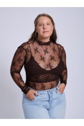 PROJECT SOMA Bresse Brown Bodysuit Καφέ Δαντελένιο Κορμάκι