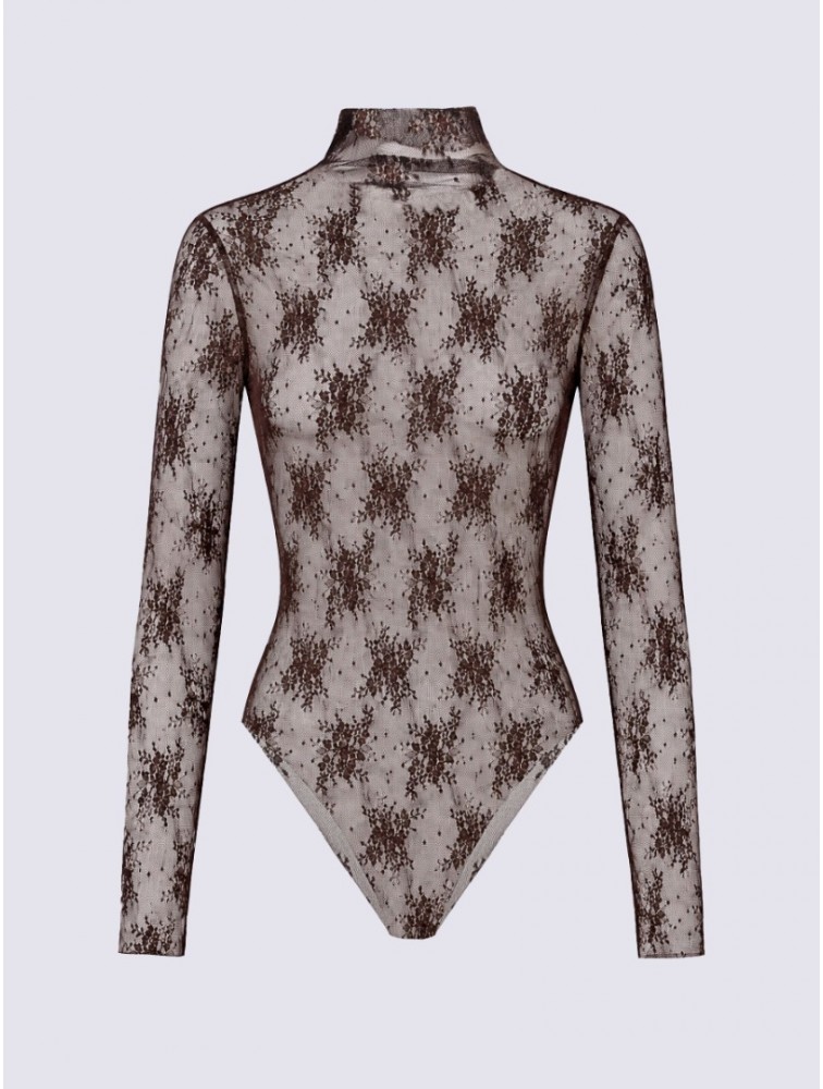 PROJECT SOMA Bresse Brown Bodysuit Καφέ Δαντελένιο Κορμάκι