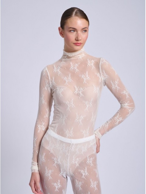 PROJECT SOMA Bresse Off White Bodysuit Εκρού Δαντελένιο Κορμάκι