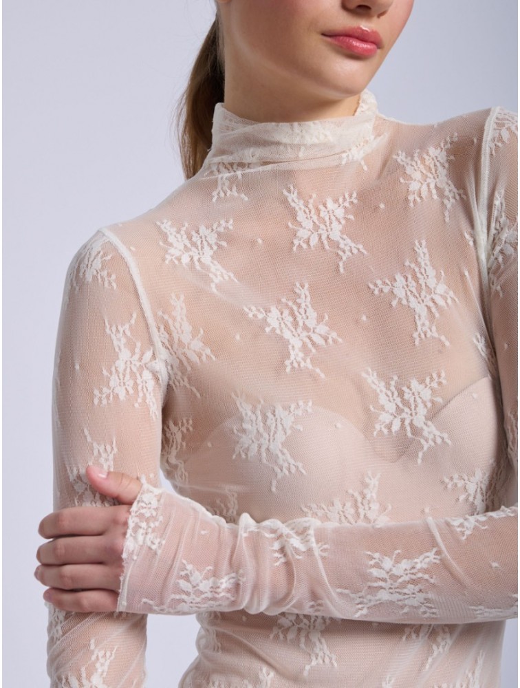 PROJECT SOMA Bresse Off White Bodysuit Εκρού Δαντελένιο Κορμάκι