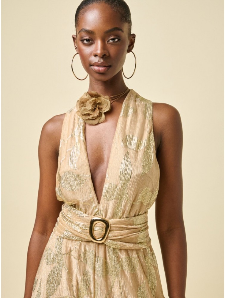 PROJECT SOMA Celandine Overall Gold Jumpsuit with Belt