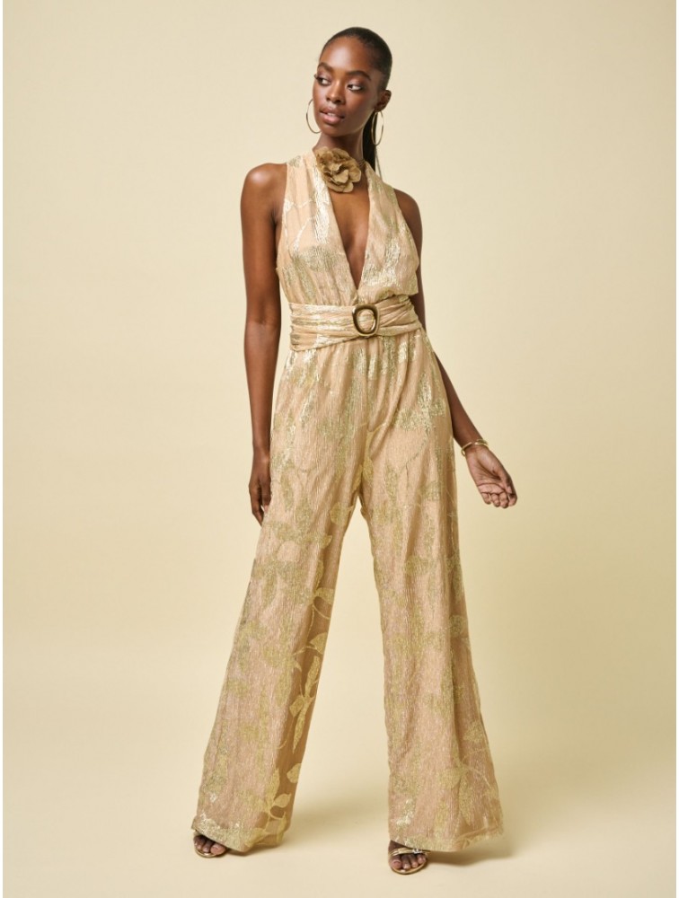 PROJECT SOMA Celandine Overall Gold Jumpsuit with Belt