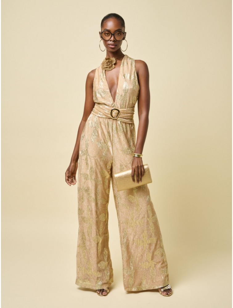 PROJECT SOMA Celandine Overall Gold Jumpsuit with Belt