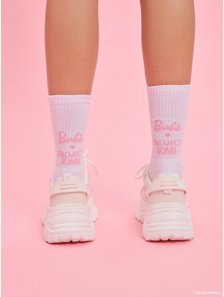PROJECT SOMA Dreamer Pink Socks Λευκές Κάλτσες με Ροζ Λογότυπο