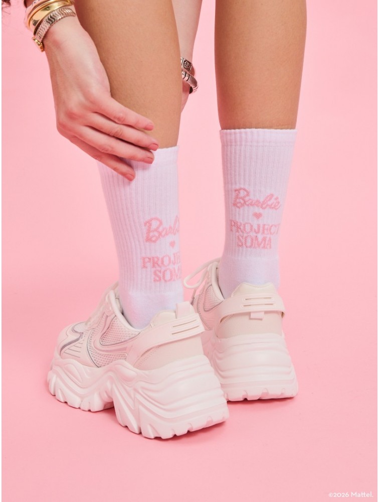PROJECT SOMA Dreamer Pink Socks Λευκές Κάλτσες με Ροζ Λογότυπο