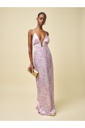 PROJECT SOMA Helenium Dress Λιλά Εμπριμέ Μάξι Φόρεμα