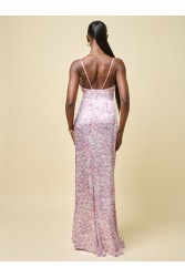 PROJECT SOMA Helenium Dress Λιλά Εμπριμέ Μάξι Φόρεμα