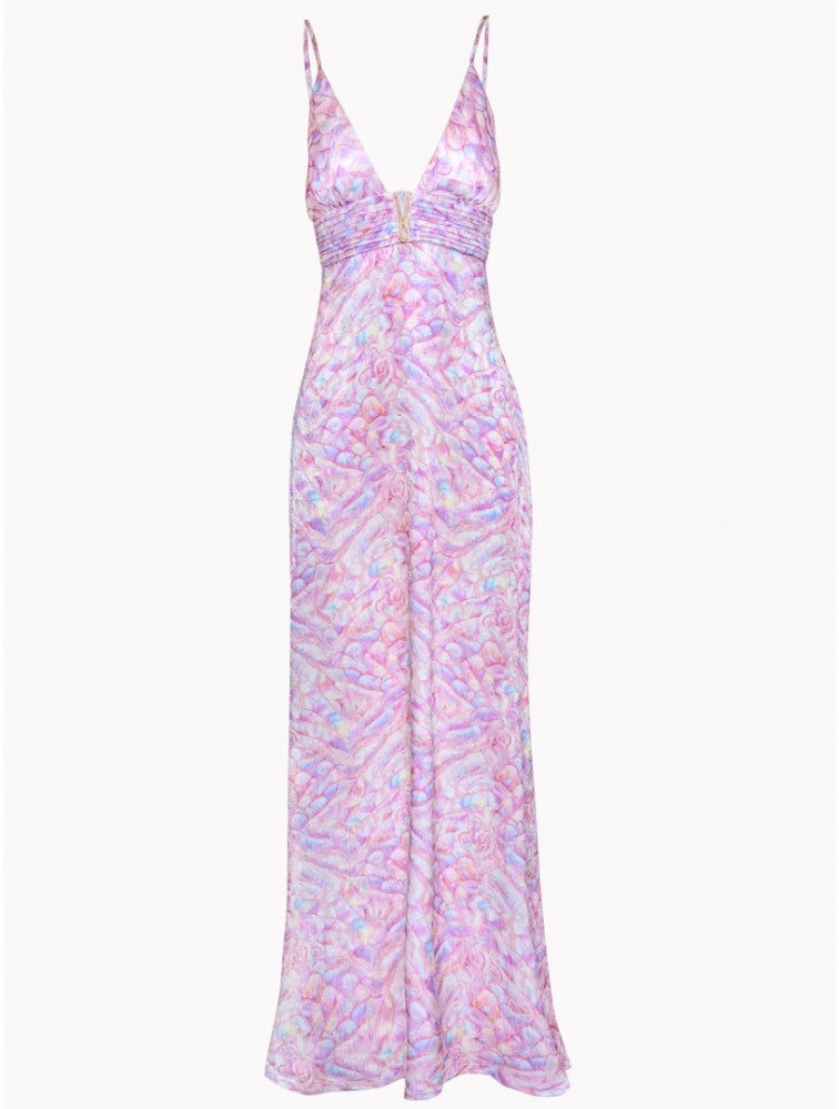 PROJECT SOMA Helenium Dress Λιλά Εμπριμέ Μάξι Φόρεμα
