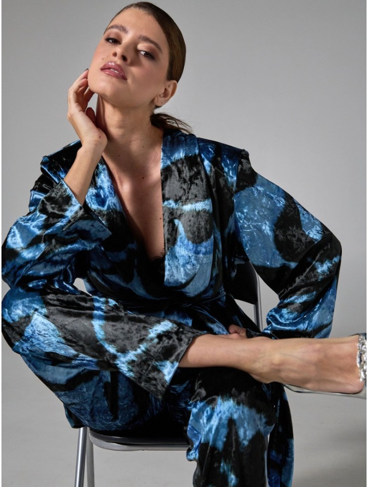 PROJECT SOMA Lirio Pants Blue Velvet Βελούδινη Μπλε Πσντελόνα