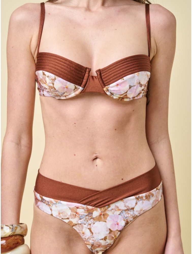 PROJECT SOMA Meadow Bikini Bottoms Καφέ Φλοράλ Σλιπ Μαγιό
