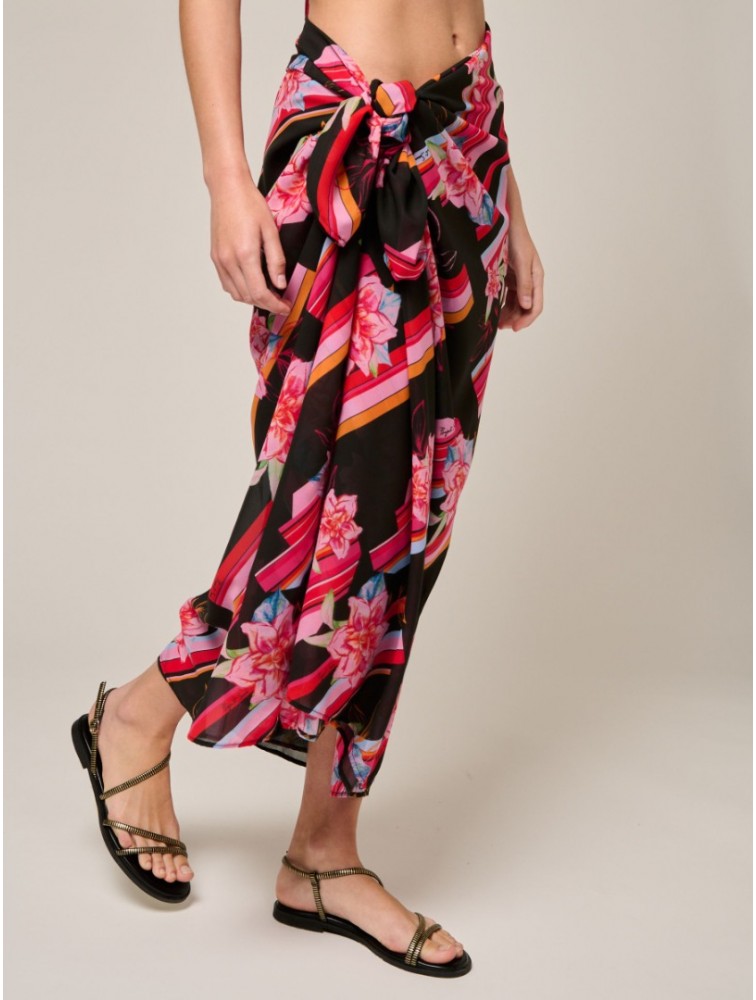 PROJECT SOMA Peony Scarf Εμπριμέ Παρεό Μαντήλι
