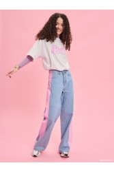 PROJECT SOMA Rise Jeans  Τζιν Παντελόνι με Ροζ Γραμμές