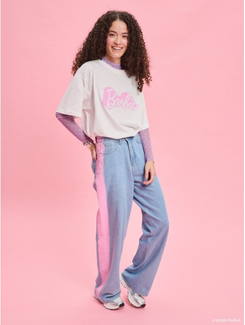 PROJECT SOMA Rise Jeans  Τζιν Παντελόνι με Ροζ Γραμμές