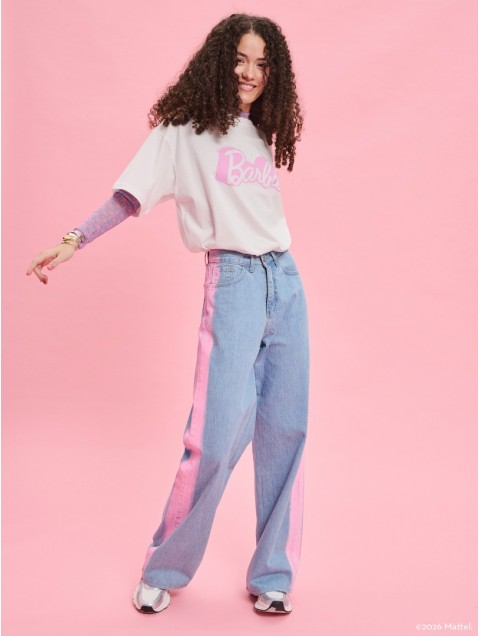 PROJECT SOMA Rise Jeans  Τζιν Παντελόνι με Ροζ Γραμμές