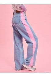 PROJECT SOMA Rise Jeans  Τζιν Παντελόνι με Ροζ Γραμμές