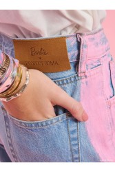 PROJECT SOMA Rise Jeans  Τζιν Παντελόνι με Ροζ Γραμμές
