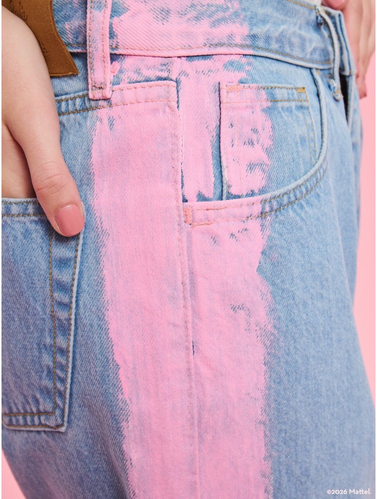 PROJECT SOMA Rise Jeans  Τζιν Παντελόνι με Ροζ Γραμμές