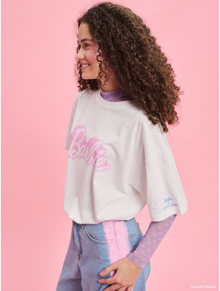 PROJECT SOMA Vibrant T Shirt Λευκό T Shirt με Λογότυπο Barbie