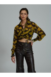 PROJECT SOMA Serena Dark Yellow Top Κίτρινο Φλοράλ Τοπ