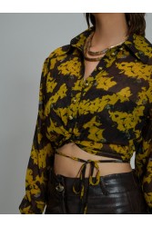 PROJECT SOMA Serena Dark Yellow Top Κίτρινο Φλοράλ Τοπ