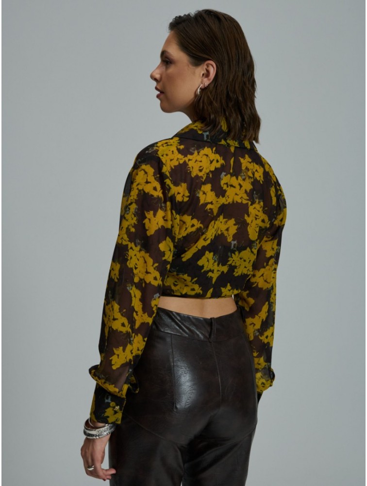 PROJECT SOMA Serena Dark Yellow Top Κίτρινο Φλοράλ Τοπ