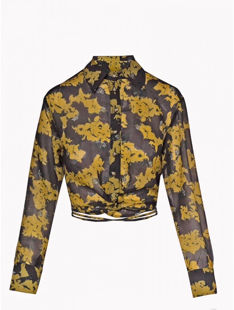 PROJECT SOMA Serena Dark Yellow Top Κίτρινο Φλοράλ Τοπ