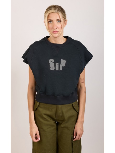 SALT & PEPPER JEANS Reina Black Μαύρο Κροπ Τοπ