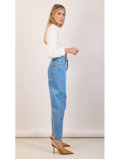 SALT & PEPPER JEANS Stacy Medium Studded Ψηλόμεσο Τζιν με Τρουκς