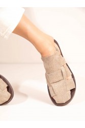 SANDALISTA Doubler Beige Γυναικεία Μπεζ Δερμάτινα mules