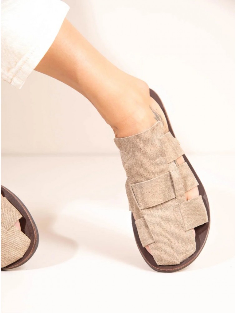SANDALISTA Doubler Beige Γυναικεία Μπεζ Δερμάτινα mules