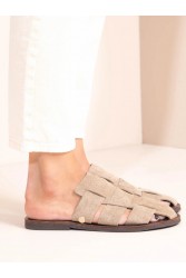 SANDALISTA Doubler Beige Γυναικεία Μπεζ Δερμάτινα mules