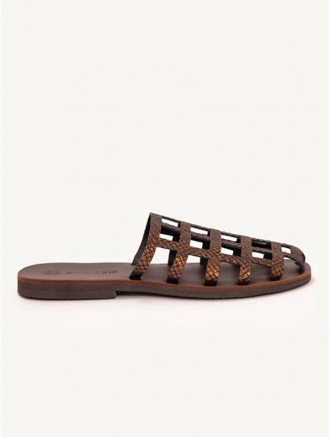 SANDALISTA Grillet Stellar Bronze Γυναικεία Δερμάτινα Mules/Σανδάλια Μπρονζέ