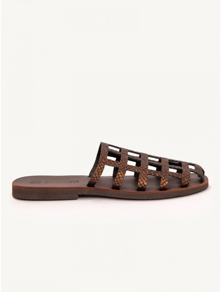 SANDALISTA Grillet Stellar Bronze Γυναικεία Δερμάτινα Mules/Σανδάλια Μπρονζέ