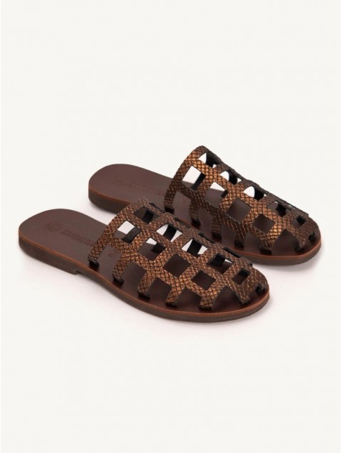 SANDALISTA Grillet Stellar Bronze Γυναικεία Δερμάτινα Mules/Σανδάλια Μπρονζέ