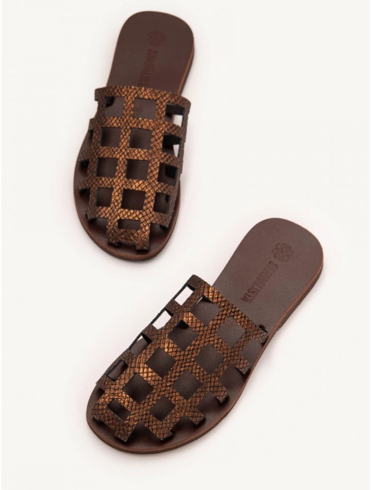 SANDALISTA Grillet Stellar Bronze Γυναικεία Δερμάτινα Mules/Σανδάλια Μπρονζέ
