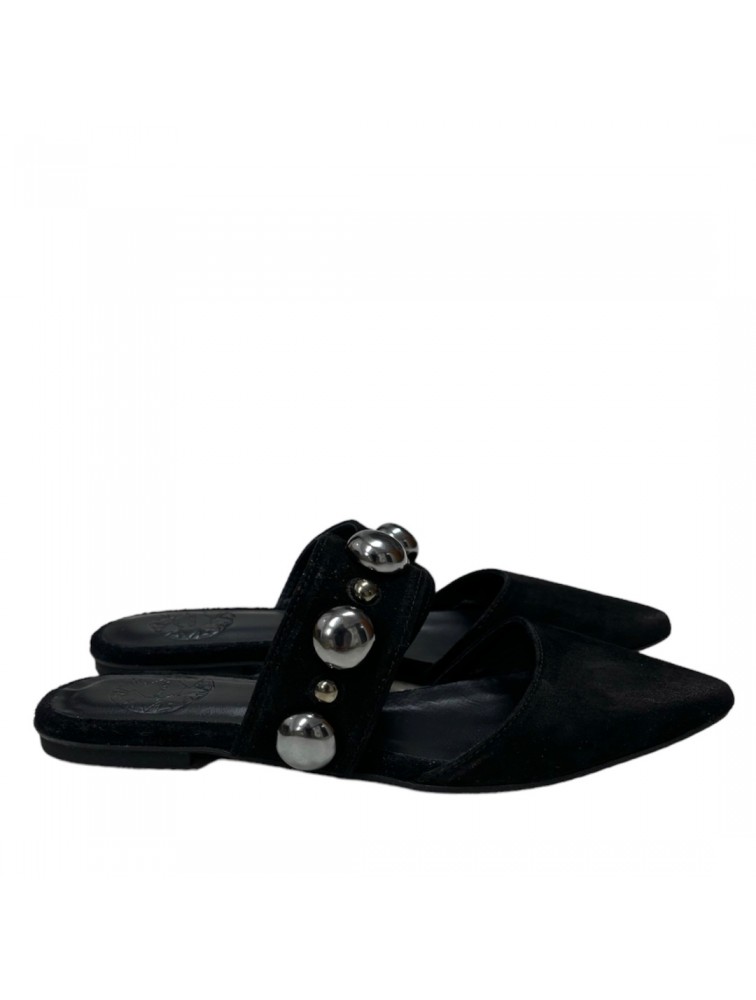SANDALISTA Cozy Stellar Γυναικεία Μαύρα Δερμάτινα mules