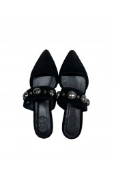 SANDALISTA Cozy Stellar Γυναικεία Μαύρα Δερμάτινα mules
