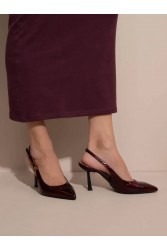 SANDALISTA  Burgundy Leather Heels Γυναικείες Δερμάτινες Γόβες Μπορντώ
