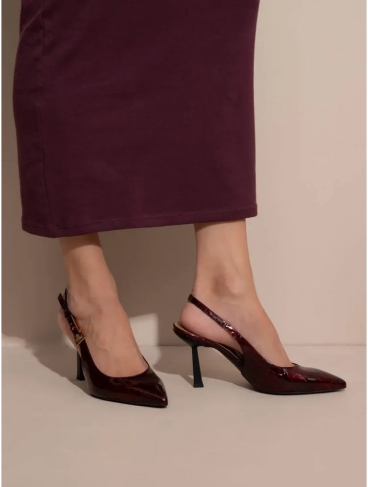 SANDALISTA  Burgundy Leather Heels Γυναικείες Δερμάτινες Γόβες Μπορντώ