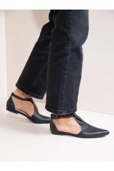 SANDALISTA Cheville Noir Γυναικεία Μαύρα Δερμάτινα mules