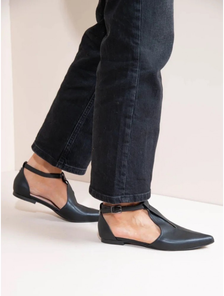SANDALISTA Cheville Noir Γυναικεία Μαύρα Δερμάτινα mules