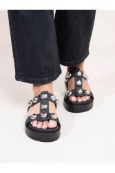 SANDALISTA Deux Nu Dargent Sandals Γυναικεία Δερμάτινα Σανδάλια