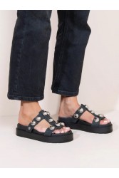 SANDALISTA Deux Nu Dargent Sandals Γυναικεία Δερμάτινα Σανδάλια