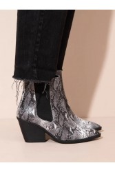 SANDALISTA Dolly SnakecWomen's Leather Boots Animal Print Γυναικεία Δερμάτινα Μποτάκια με Animal Print