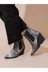 SANDALISTA Dolly SnakecWomen's Leather Boots Animal Print Γυναικεία Δερμάτινα Μποτάκια με Animal Print
