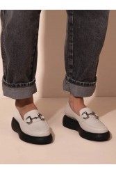 SANDALISTA Flaneurs Ecru Loafers Εκρού Γυναικεία Δερμάτινα Loafers